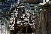 Ta Prohm temple - in sculpted frontons most of Buddha images have been erased